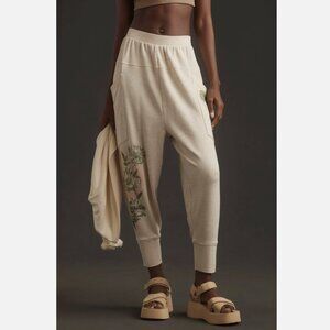 Daily Practice by Anthropologie Oatmeal Printed Relaxed Joggers
